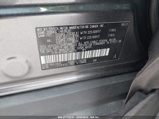 2021 TOYOTA RAV4 LE VIN: 2T3H1RFVXMC148179