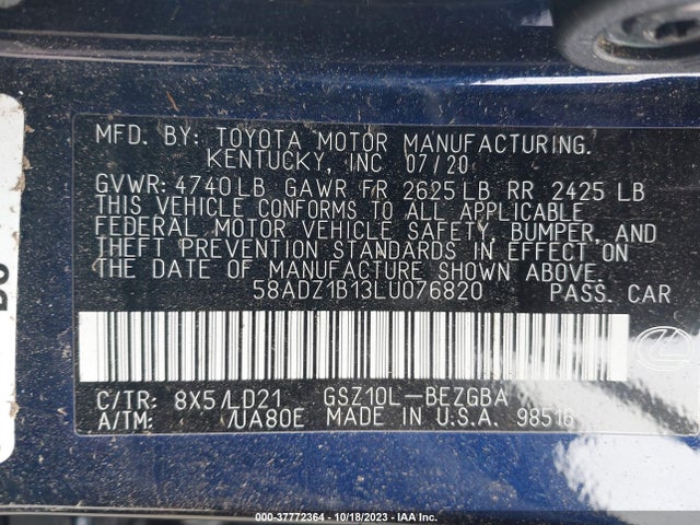 58ADZ1B13LU076820 Lexus Es Es 350