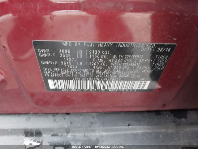 4S4BSADC2H3229637 Subaru Outback Premium