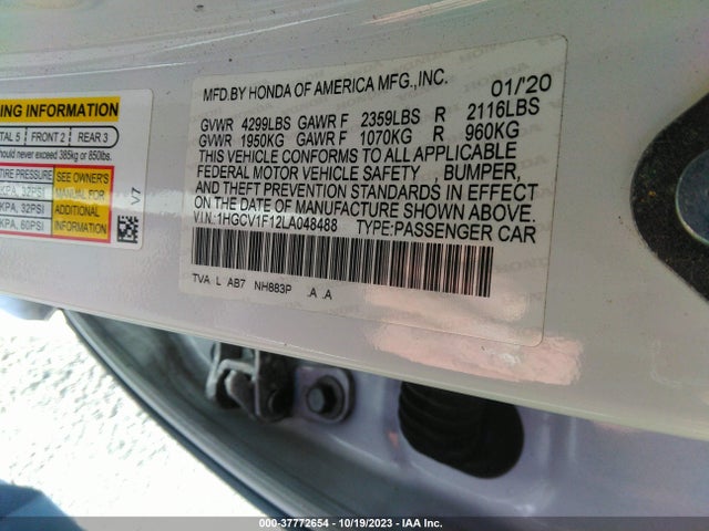Honda Accord Sedan Lx 2020 1HGCV1F12LA048488 Image 16
