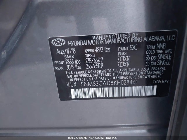 Hyundai Santa Fe Se 2019 5NMS2CAD8KH028461 Image 9