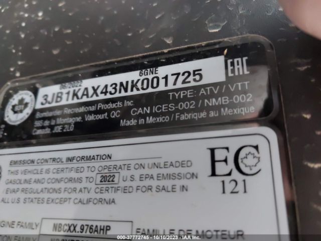 2022 CAN-AM COMMANDER 3JB1KAX43NK001725 Photo 9