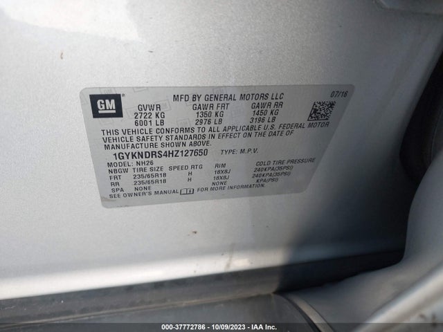 1GYKNDRS4HZ127650 Cadillac Xt5 Luxury Awd