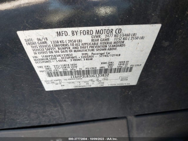 Ford POLICE INTERCEPTOR SEDAN 2018 1FAHP2L83JG133832 Image 9