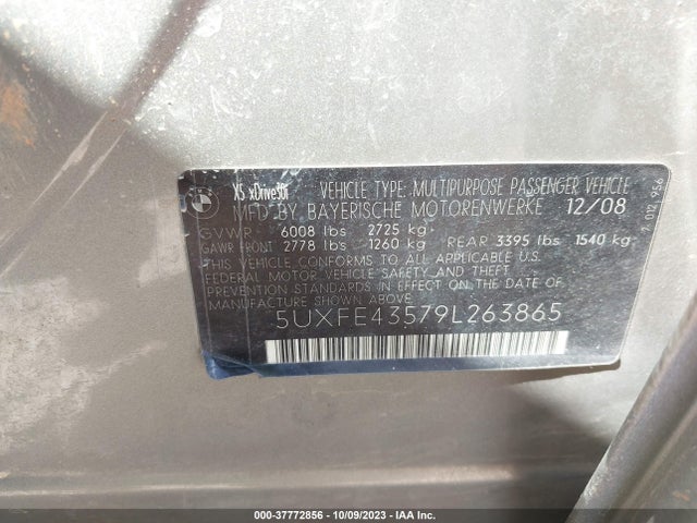 2009 BMW X5 30I VIN: 5UXFE43579L263865
