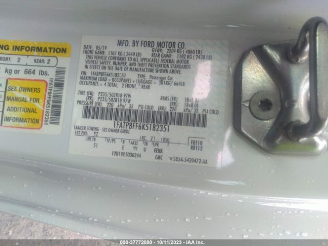 1FATP8FF6K5182351 Ford Mustang Gt Premium