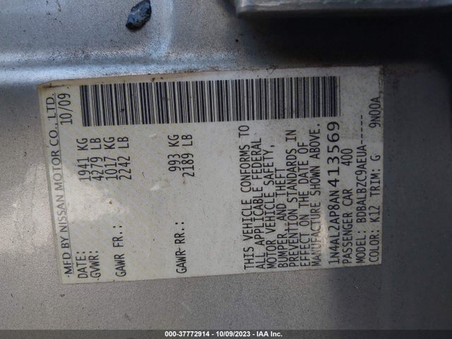2010 NISSAN ALTIMA 2.5 S VIN: 1N4AL2AP8AN413569