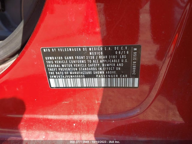 3VW267AJ9GM408895 Volkswagen Jetta Sedan 1.4t S