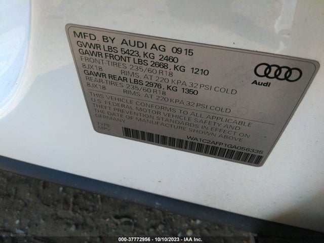 Audi Q5 PREMIUM 2016 WA1C2AFP1GA056335 Image 9