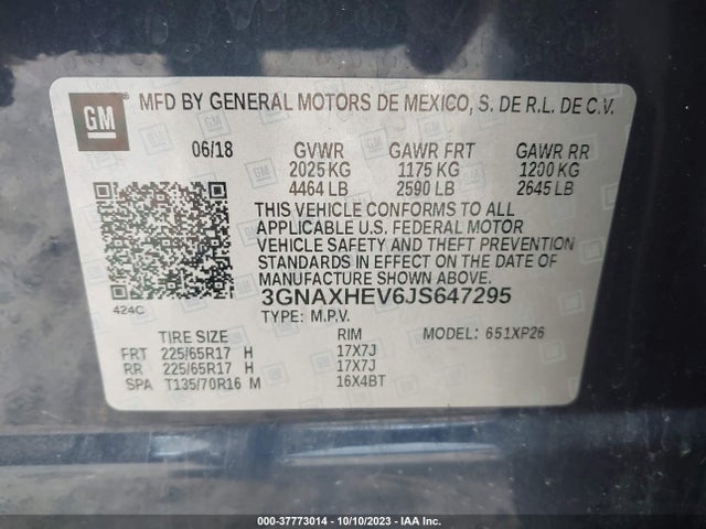 Chevrolet EQUINOX LS 2018 3GNAXHEV6JS647295 Image 9