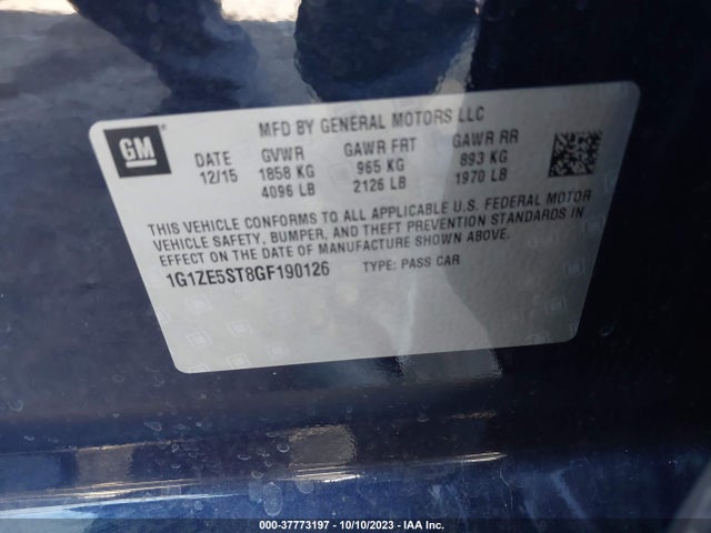 Chevrolet MALIBU LT 2016 1G1ZE5ST8GF190126 Image 9