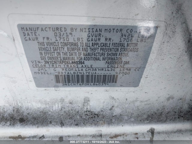 Nissan Versa 1.6 Sv 2019 3N1CN7AP0KL860394 Image 9