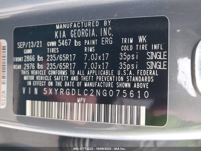 KIA SORENTO LX 2022 5XYRGDLC2NG075610 Image 14