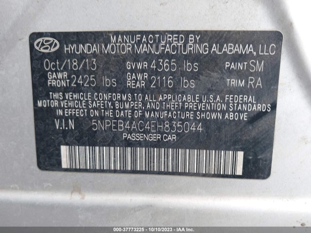 Hyundai SONATA GLS 2014 5NPEB4AC4EH835044 Image 9