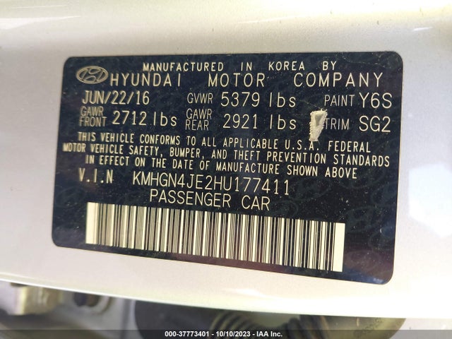 Genesis G80 3.8l 2017 KMHGN4JE2HU177411 Image 9