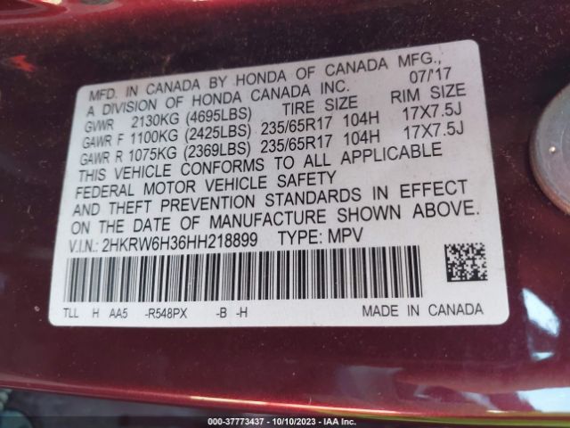 2HKRW6H36HH218899 Honda CR-V LX
