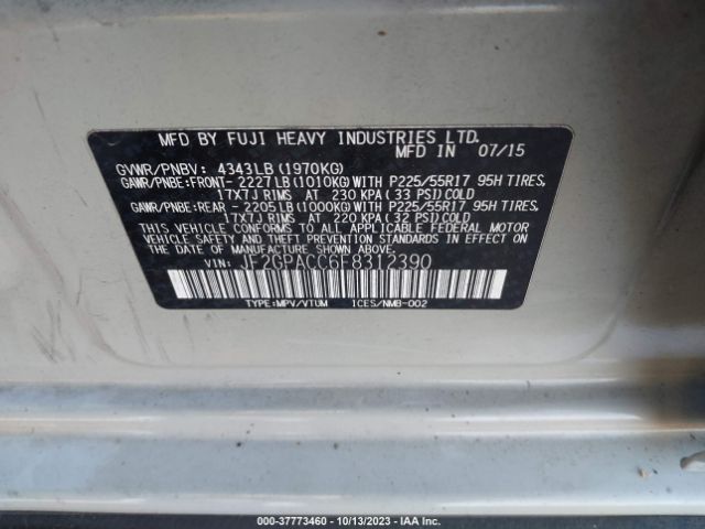 JF2GPACC6F8312390 Subaru Xv Crosstrek Premium