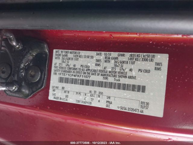 1FTEX1CP4FKF11577 Ford F-150 Xl/lariat/xlt
