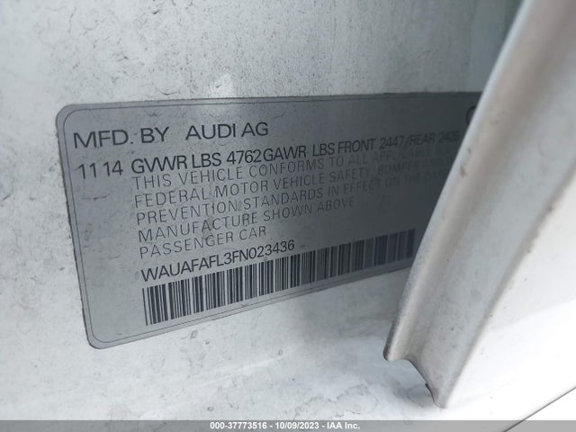 WAUAFAFL3FN023436 Audi A4 2.0t Premium