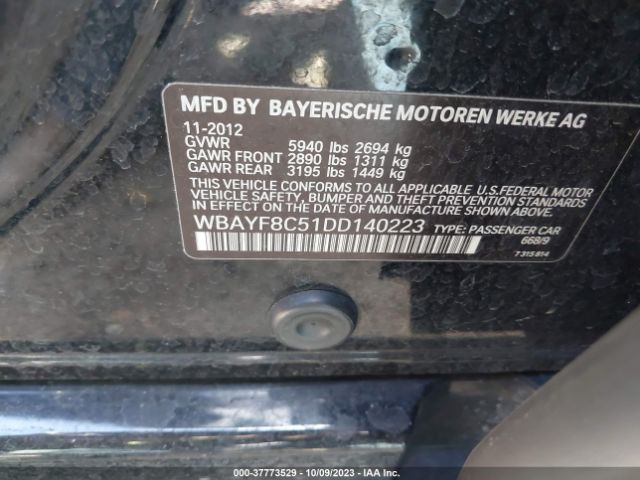 2013 BMW 7 SERIES WBAYF8C51DD140223 Photo 8