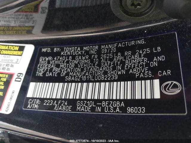 58AGZ1B11LU082239 Lexus Es Es 350 F Sport