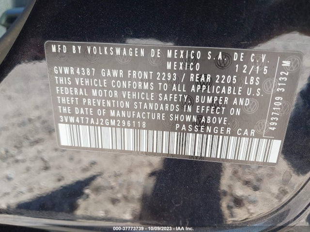 3VW4T7AJ2GM296118 Volkswagen Jetta Sedan 2.0t Gli Se