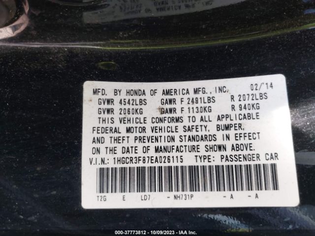 1HGCR3F87EA026115 Honda Accord Sedan Ex-l