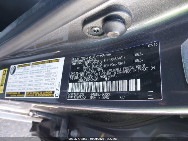 Toyota 4runner Limited/trail/sr5 2016 JTEBU5JRXG5368301 Image 9