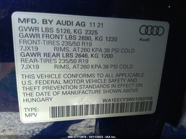 WA1EECF39N1050708 Audi Q3 S Line Premium Plus
