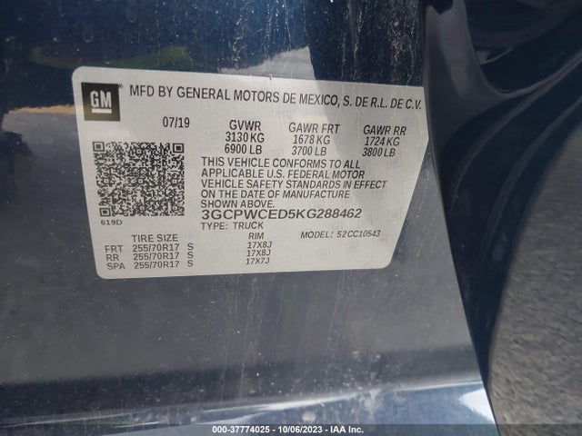 Chevrolet Silverado 1500 Lt 2019 3GCPWCED5KG288462 Image 9