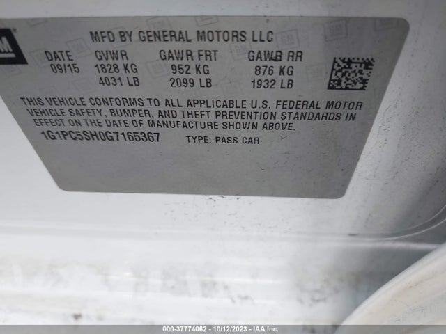2016 CHEVROLET CRUZE LIMITED LS VIN: 1G1PC5SH0G7165367
