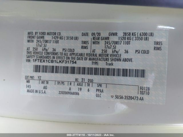 1FTEX1CB1LKF31754 Ford F-150 Xl/xlt