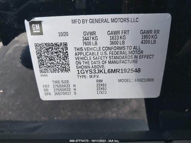 1GYS3JKL6MR192548 Cadillac Escalade Esv 2wd Luxury