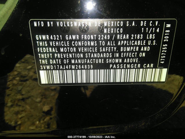 3VWD17AJ4FM264839 Volkswagen Jetta Sedan 1.8t Se W/connectivity
