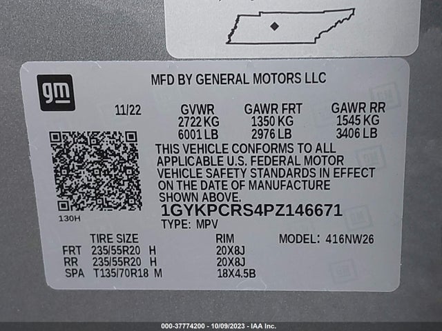 1GYKPCRS4PZ146671 Cadillac Xt6 Fwd Premium Luxury