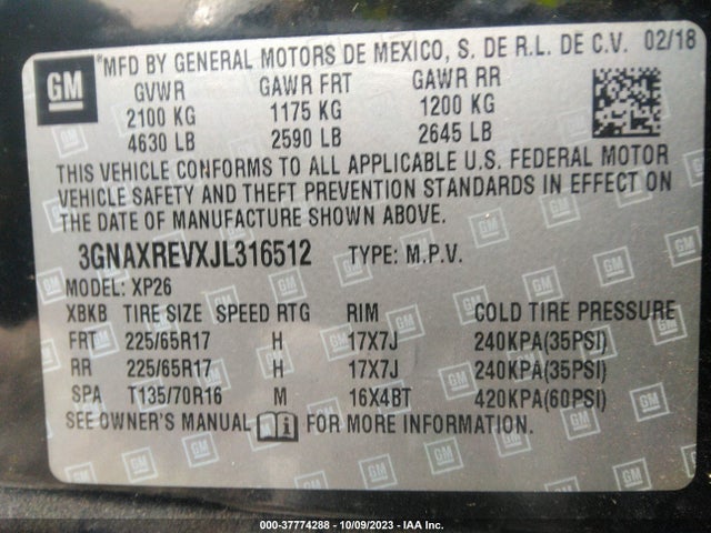 Chevrolet EQUINOX LS 2018 3GNAXREVXJL316512 Image 9