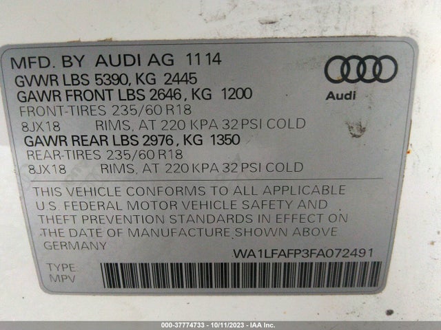 Audi Q5 Premium Plus 2015 WA1LFAFP3FA072491 Image 9