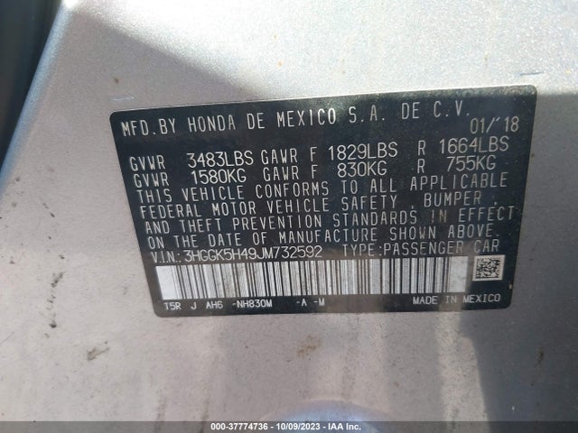 Honda FIT LX 2018 3HGGK5H49JM732592 Image 9