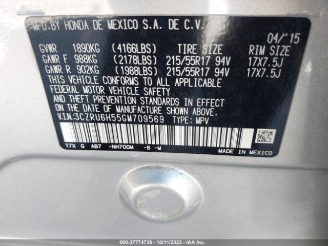 3CZRU6H55GM709569 Honda HR-V EX