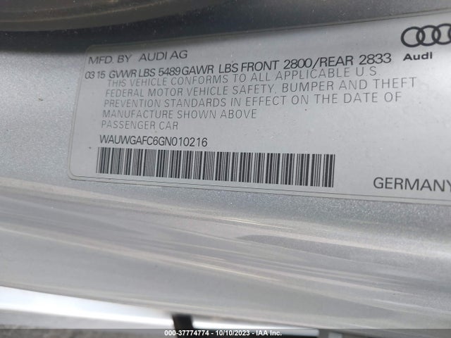 WAUWGAFC6GN010216 Audi A7 3.0 Premium Plus