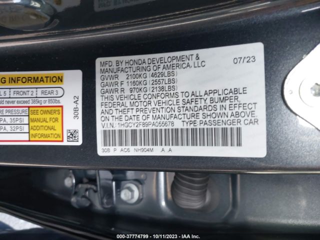 1HGCY2F89PA055678 Honda Accord Hybrid Touring