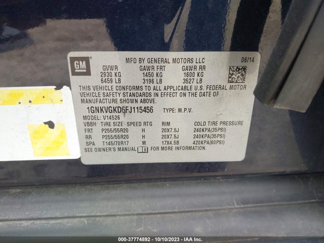 Chevrolet Traverse 1lt 2015 1GNKVGKD6FJ115456 Image 9