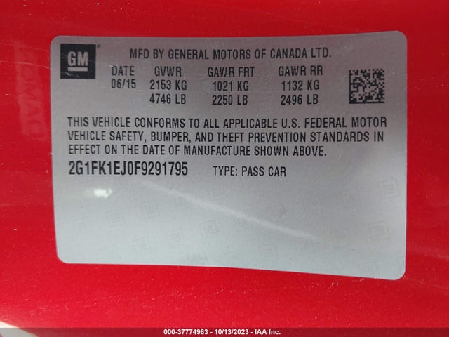 Chevrolet CAMARO 2SS 2015 2G1FK1EJ0F9291795 Image 9