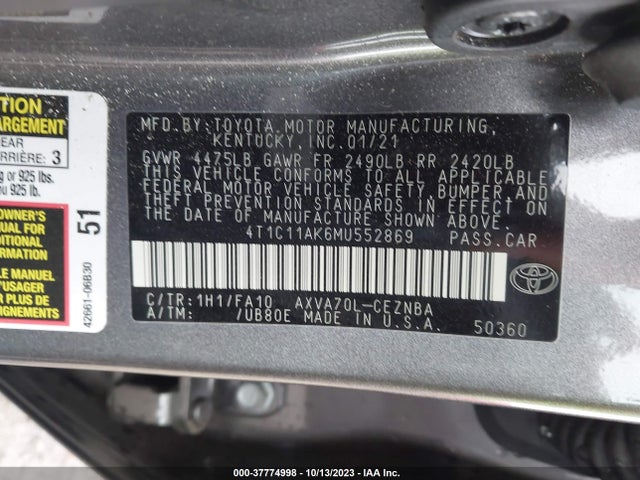 Toyota CAMRY LE 2021 4T1C11AK6MU552869 Image 9