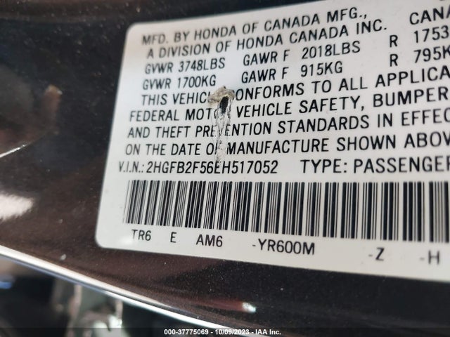 Honda Civic Sedan Lx 2014 2HGFB2F56EH517052 Image 9