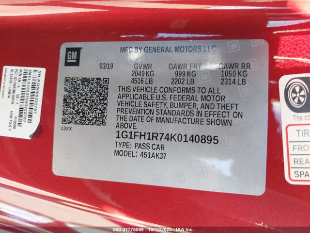 Chevrolet CAMARO 2SS 2019 1G1FH1R74K0140895 Image 9