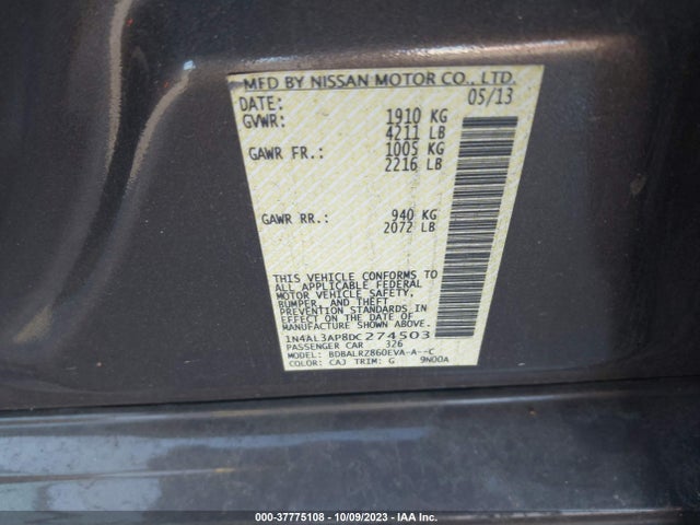 2013 NISSAN ALTIMA 2.5 S VIN: 1N4AL3AP8DC274503