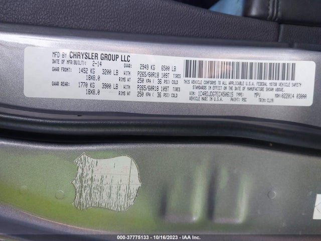 Dodge DURANGO LIMITED 2014 1C4RDJDG7EC450615 Image 9