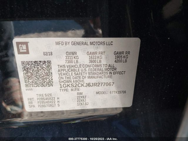 1GKS2CKJ6JR277067 GMC YUKON DENALI
