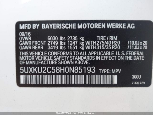 5UXKU2C58H0N85193 BMW X6 Xdrive35i